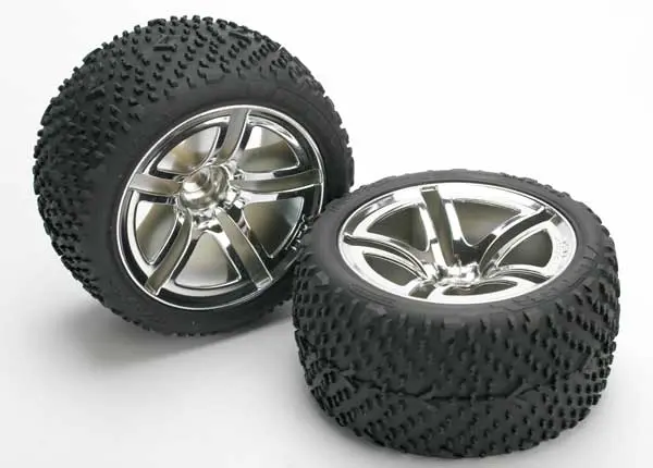 Tires & Wheels, Assembled, Glued (Twin-Spoke Wheels, Victory Tires, Foam Inserts) (Nitro Rear) (2) 1