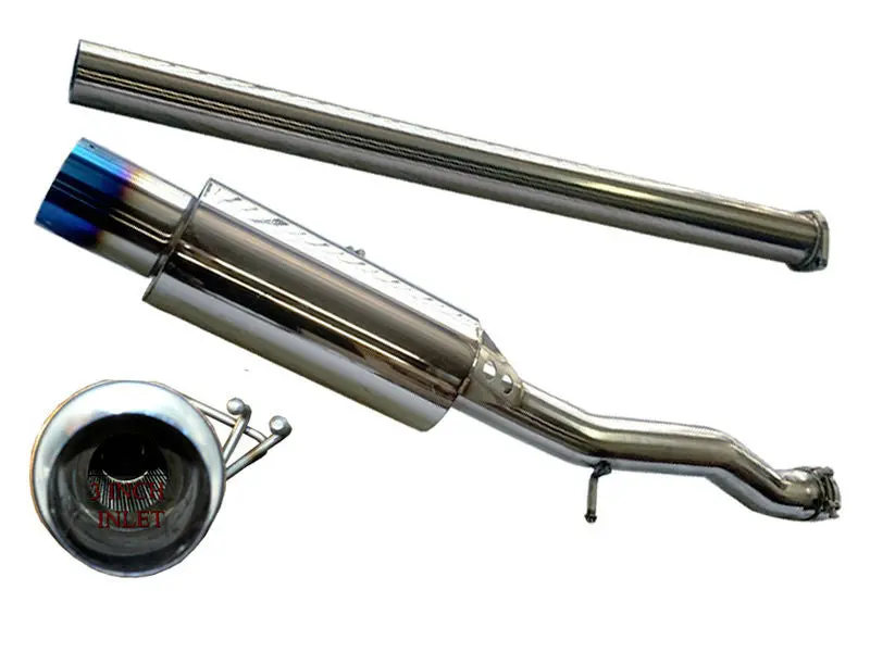 Tsudo 08-16 Evo X 3In Single Exit Cat-Back Titanium Burnt Tip Exhaust 1