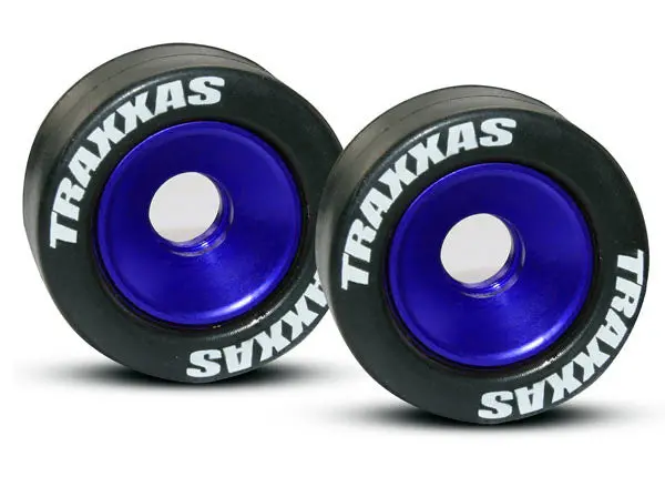 Wheels, Aluminum (Blue-Anodized) (2)/ 5X8mm Ball Bearings (4)/ Axles (2)/ Rubber Tires (2) 1