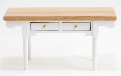 White Vermont Table With Oak Top 1