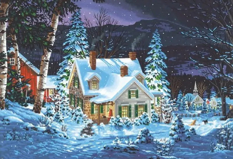 Winter's Hush Paint By Numbers Kit 1
