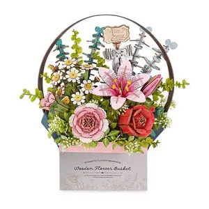 Wooden Flower Basket Diy 3D Puzzle 1