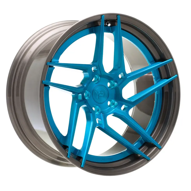 Yido Performance Wheels | Yp 4.2 Forged | Brushed Blue/Brushed Black Lip 1