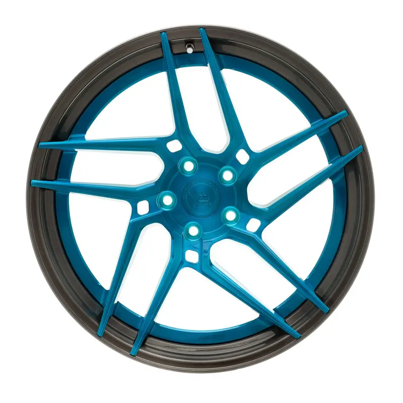 Yido Performance Wheels | Yp 4.2 Forged | Brushed Blue/Brushed Black Lip 2