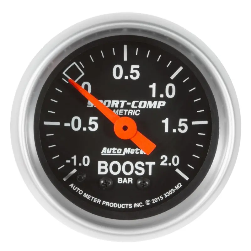 Autometer Sport-Comp Mechanical Vacuum/Boost Gauge – 2-1/16In, -1 To +2 Bar Range 1