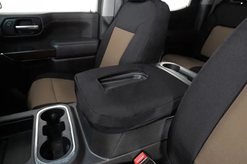 Covercraft Endura Precisionfit Second-Row Seat Covers For 2023–2024 Ford Super Duty – Tan/Black Two-Tone 1
