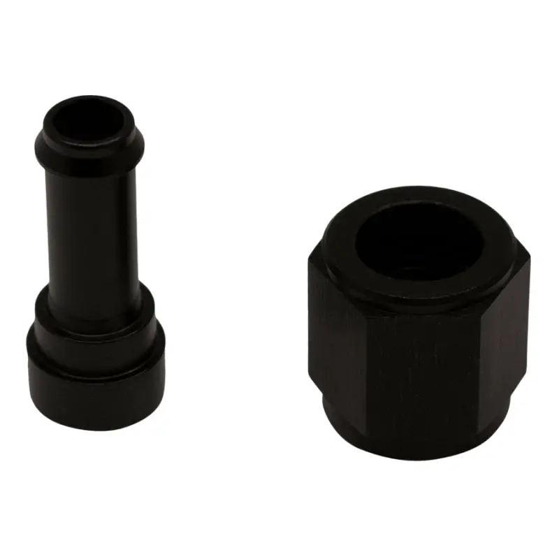 Deatschwerks 6An Female Flare Swivel To 5/16" Hose Barb Fitting — Matte Black Anodized 1