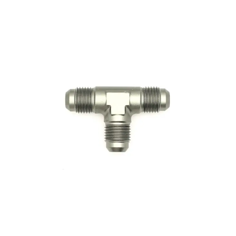 Deatschwerks 6An Male Flare Triple Tee Fitting – Matte Black Anodized 1