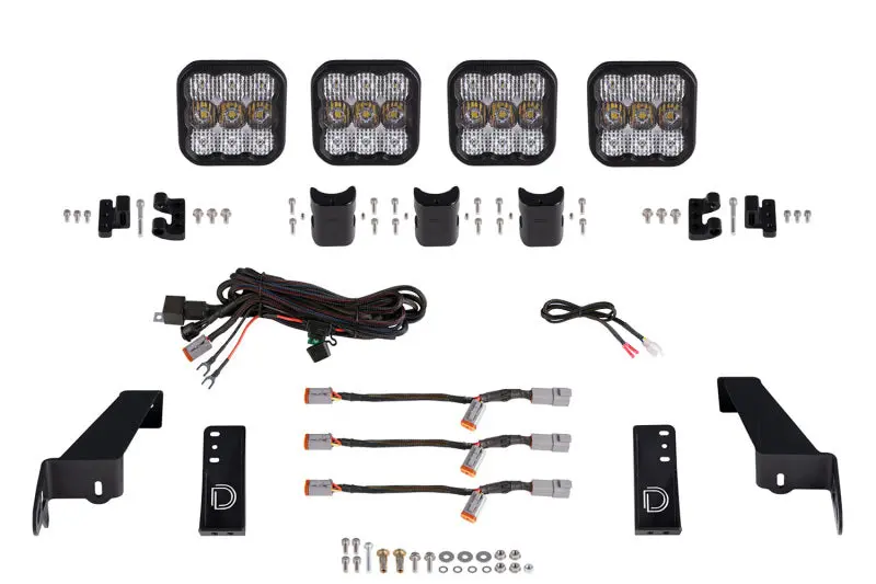 Diode Dynamics Ss5 Grille Lightbar Kit For Jeep Jl Wrangler – 4-Pod Crosslink Pro W/ White Combo Leds 1