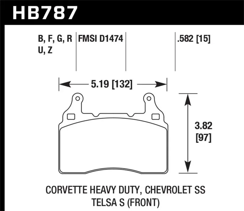 Hawk Hp+ Front Brake Pads For Chevrolet Corvette (2015), Camaro (2016–2017), And Cadillac Cts (2016–2017) 1
