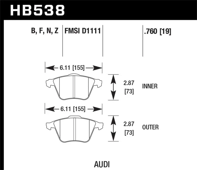 Hawk Hps 5.0 Front Brake Pads For 2009 Audi A4 Cabriolet 1