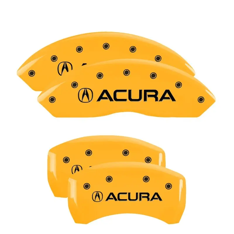 Mgp 4 Caliper Covers Engraved Front & Rear Acura Yellow Finish Black Ch 1