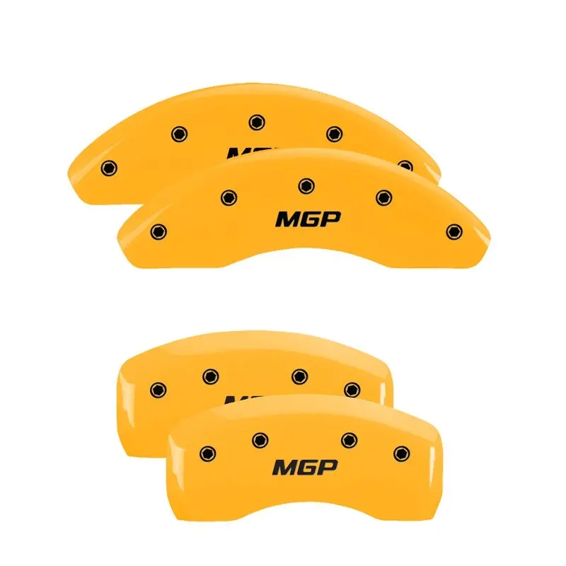 Mgp Engraved 4-Piston Caliper Covers – Front & Rear, Denali Yellow Finish With Black Accent 1