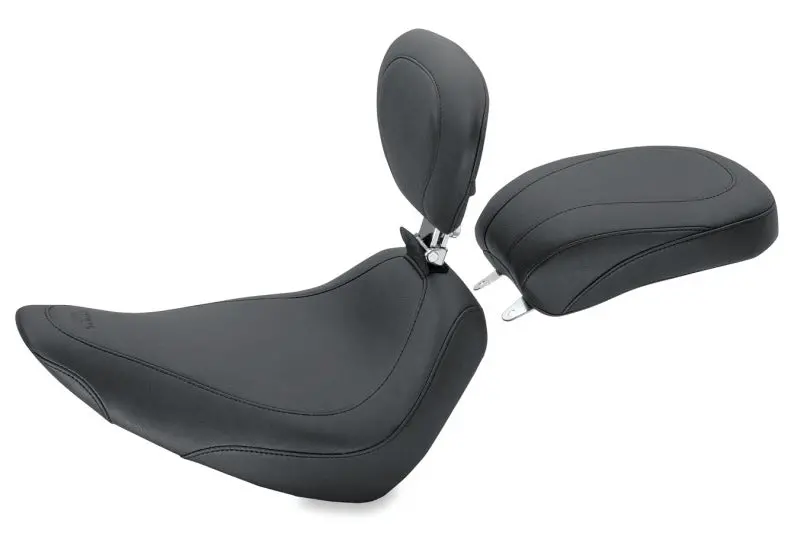Mustang Solo Wide Tripper Rear Seat With Driver Backrest For 1984–2006 Harley-Davidson Models – Black Finish 1