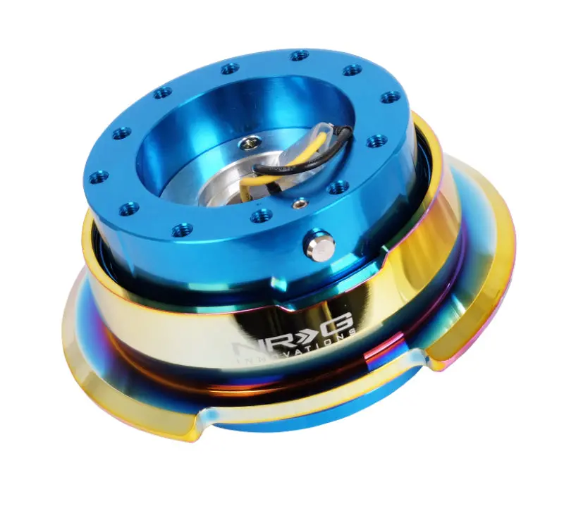 Nrg Quick Release Steering Hub – Gen 2.8 With Blue Body And Neochrome Ring 1
