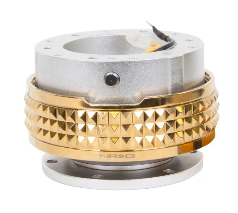 Nrg Quick Release Steering Hub — Pyramid Edition With Silver Housing & Chrome-Gold Ring 1