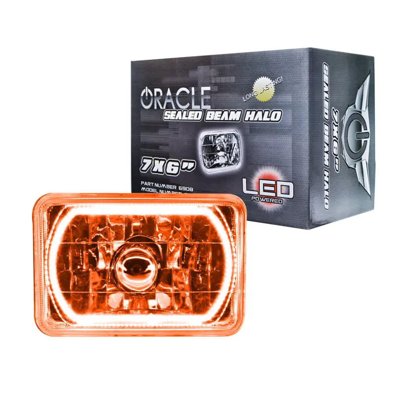 Oracle Halo-Sealed Beam Headlight – 7X6 Inch, Amber Halo Ring, Pre-Wired & Ready To Install 1