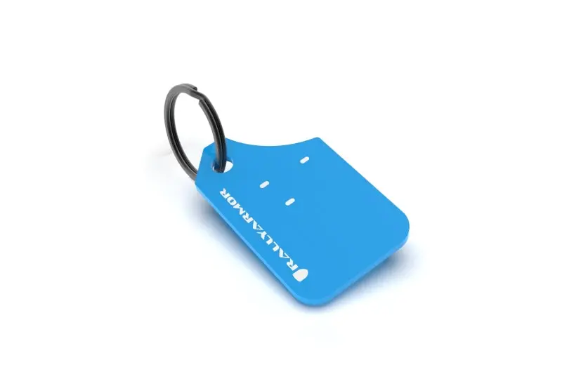 Rally Armor Mini Ur Mud Flap Keychain – Blue Body With White Logo Accent 1