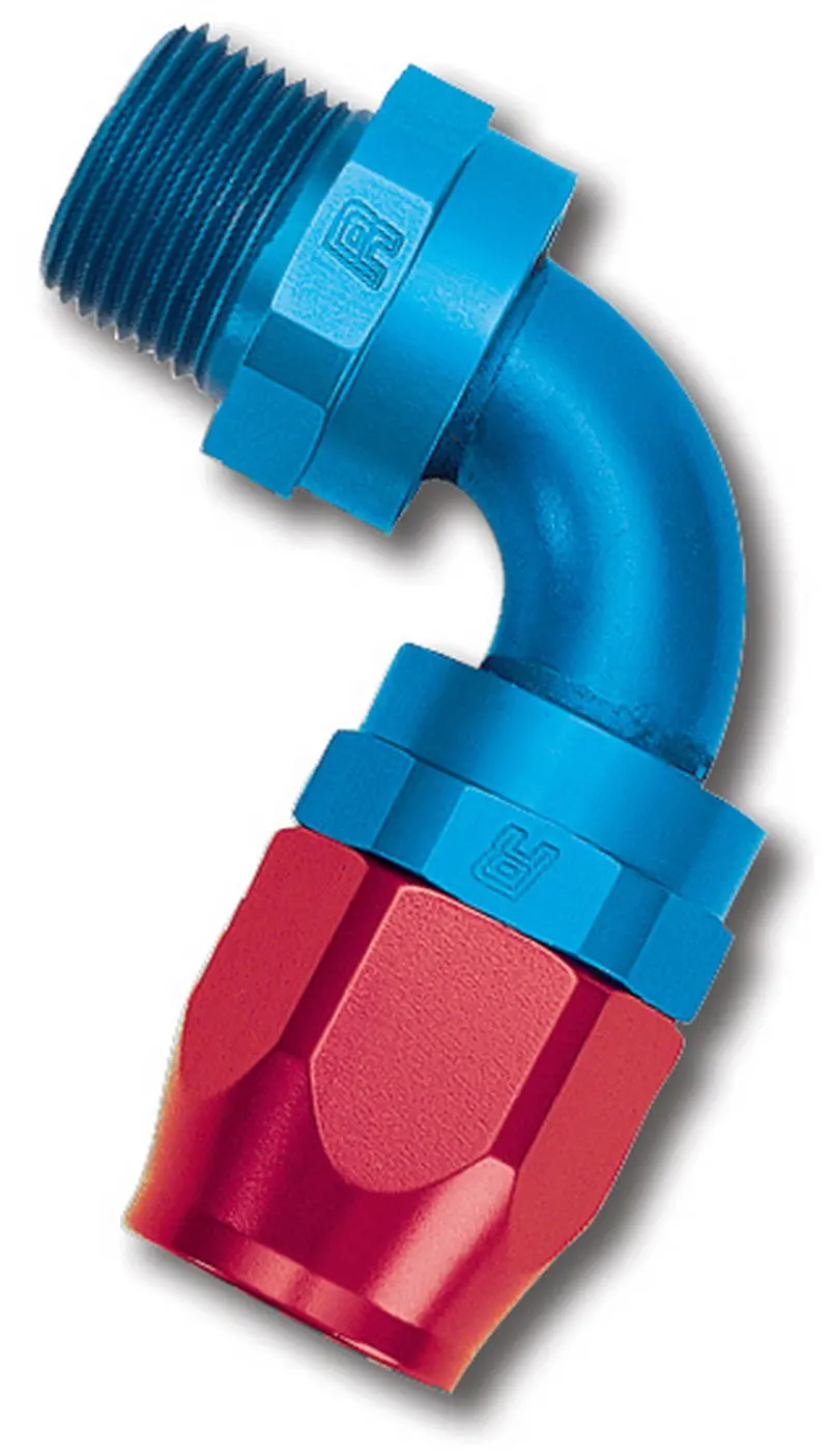 Russell Performance -6 An Swivel Hose End – 90° Full-Flow Red/Blue Fitting With 3/8" Npt Thread 1