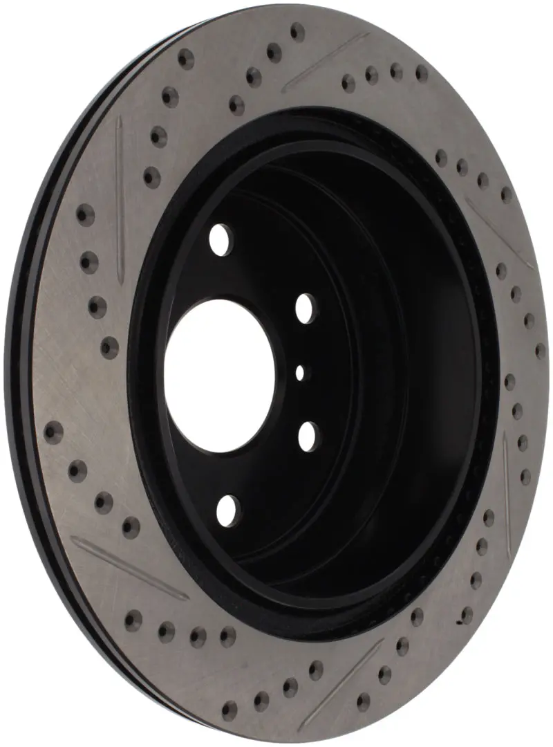 Stoptech Slotted & Drilled Rear Brake Rotor – Left Side, For 2007–2010 Gmc Sierra (Rear Drum) & 2007–2009 Gmc Yukon 1