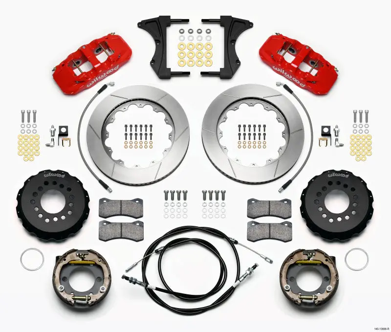 Wilwood Aero4 Rear Brake Kit – 14-Inch Red Rotors With Lines For 2005–2014 Mustang (Bmr Suspension Compatible) 1