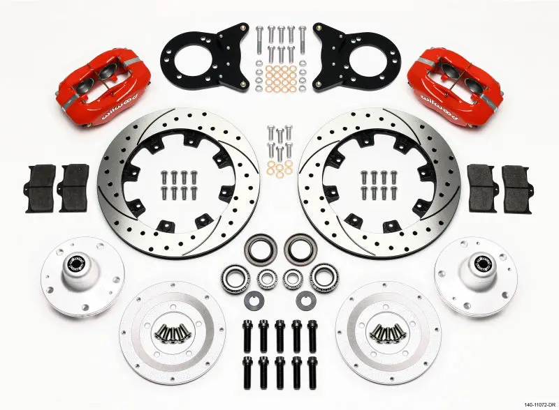 Wilwood Forged Dynalite Front Kit 12.19In Drill Red 1965-1969 Mustang Disc & Drum Spindle 1